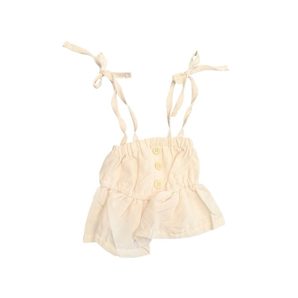 NWT Bailey's Blossoms Baby Tank Top Baby Girl Peplum Tie Strap Cream Tank 0 - 3